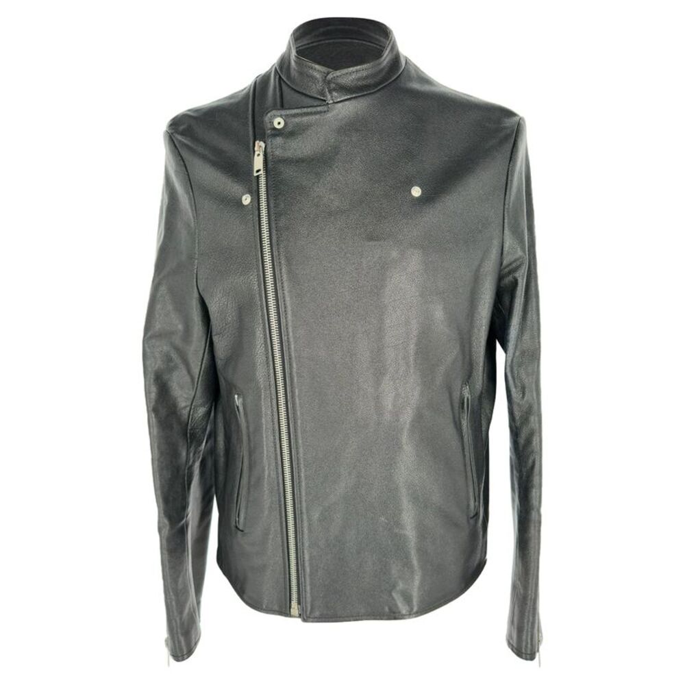 Balenciaga Zip-Up Biker Jacket in Black Buffalo Leather